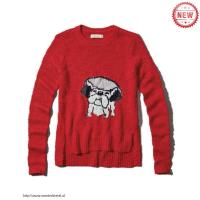 dames abercrombie fitch truien jacquard cartoon crewneck rood Outlet Eindhoven 1neoz963